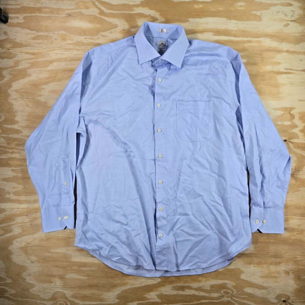 Peter Millar Nanoluxe Light Blue Micro Pattern Dress Shirt Size 17 Regular